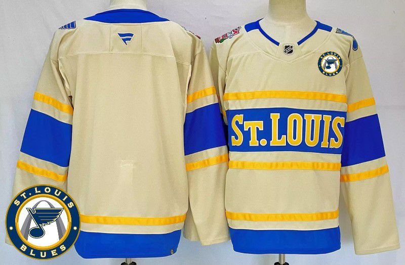 Men St.Louis Blues Blank Cream Fanatics 2025 NHL Jersey style 4